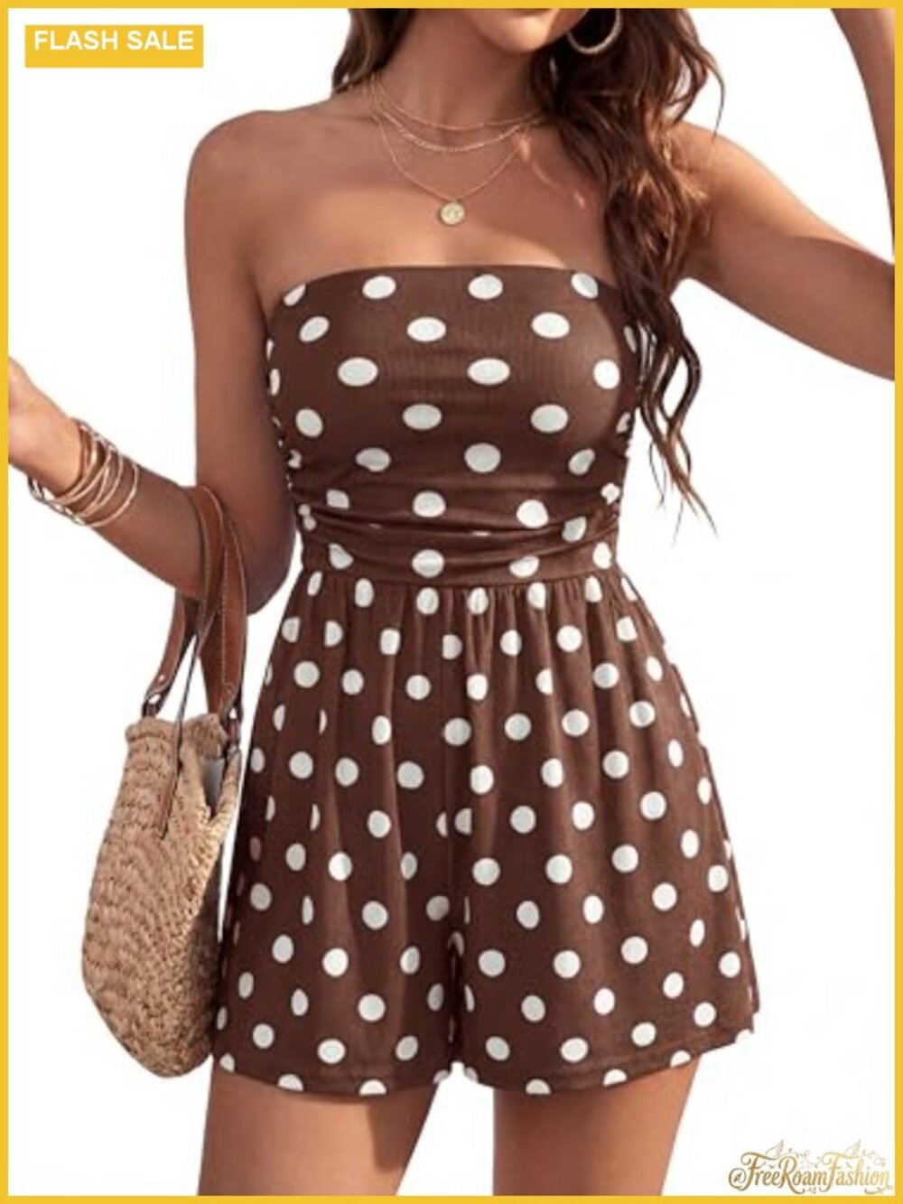 Strapless Boho Romper for Women with Pockets